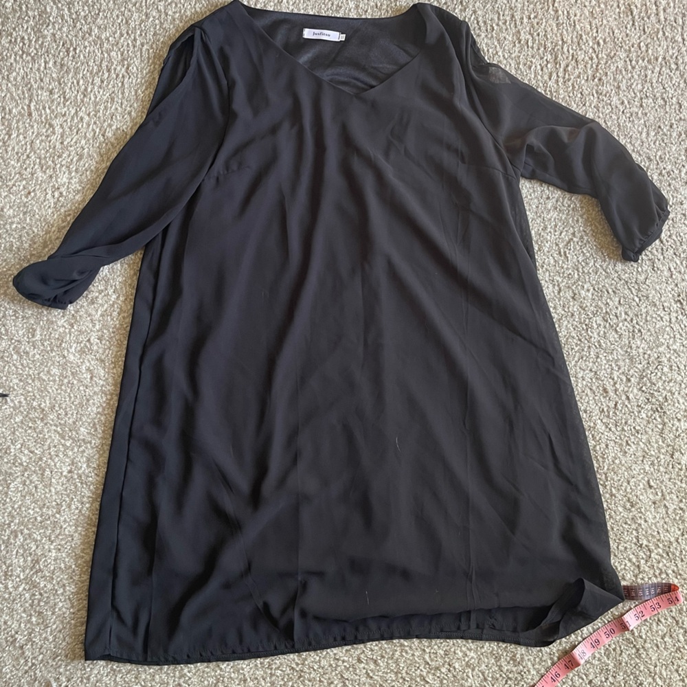 Black, Sheer 3/4 Sleeve, Mini Dress